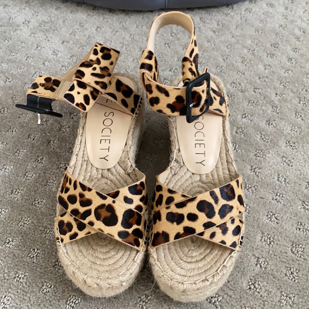Sole Society Leopard Espadrille Sandals 7